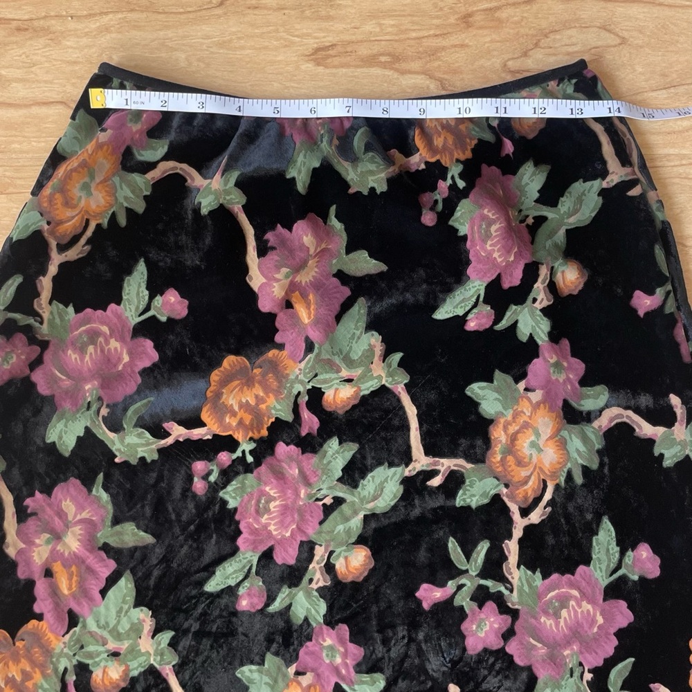 |Max Studio| Floral Velvet Midi Skirt Woman’s Medium Stretch Waist - Picture 6 of 8